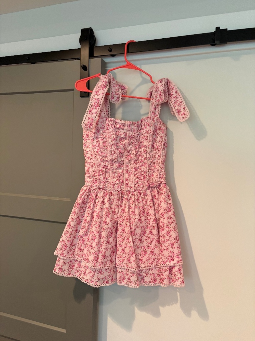 Pink and brown Floral Mini Dress
